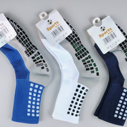 Anti-Slip Sports Grip Socks – Combo Pack of 3 Pairs (White, Sky Blue, Navy Black)