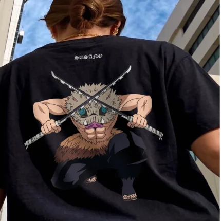 Premium Oversized "DEMON SLAYER" Cotton T-Shirt – Black