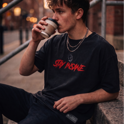 STAY INSANE, Oversized T-Shirt – Premium Streetwear Edition (BLACK)